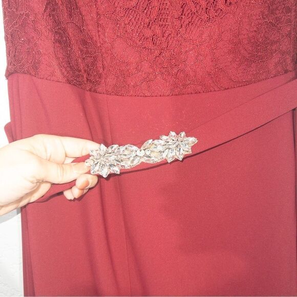 New Jenny Packham Burgundy Lace Top Formal Dress Size 16 - Picture 4 of 10